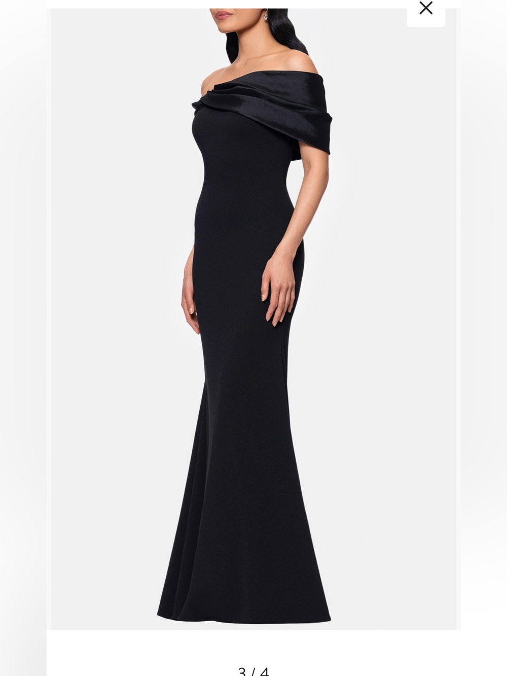 Nwot Unworn Betsy & Adam Off the Shoulder Crepe & Taffeta Sheath Gown size 6